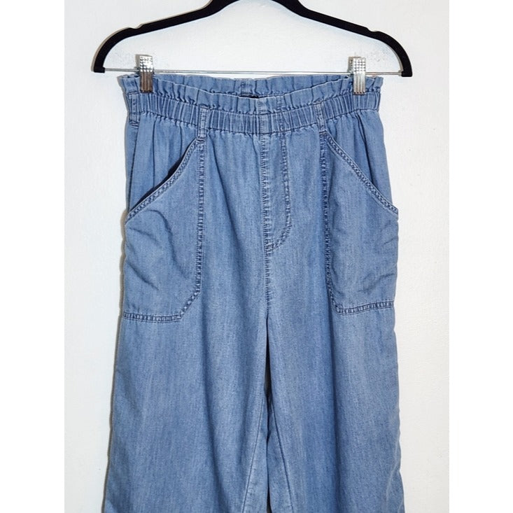 Express Chambray Blue High Rise Pull On Cropped Jeans Size Small
