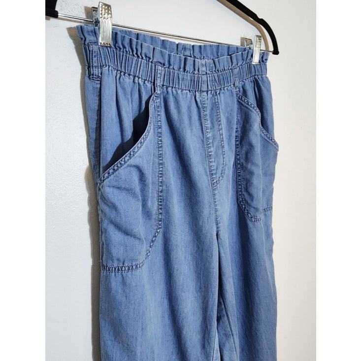 Express Chambray Blue High Rise Pull On Cropped Jeans Size Small