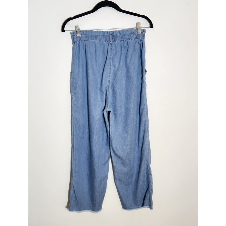 Express Chambray Blue High Rise Pull On Cropped Jeans Size Small