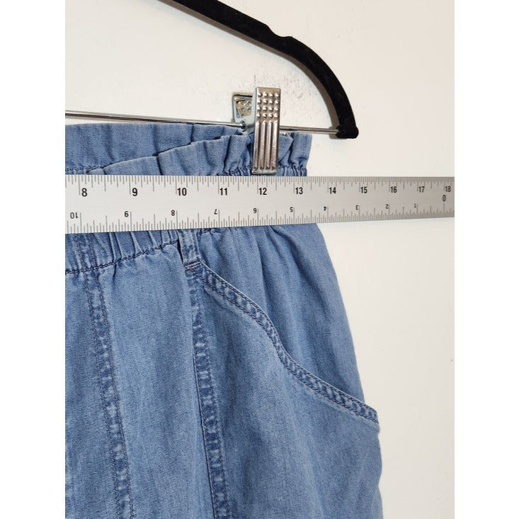 Express Chambray Blue High Rise Pull On Cropped Jeans Size Small