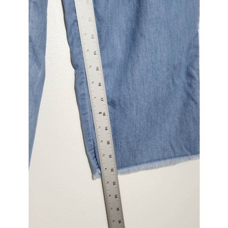 Express Chambray Blue High Rise Pull On Cropped Jeans Size Small