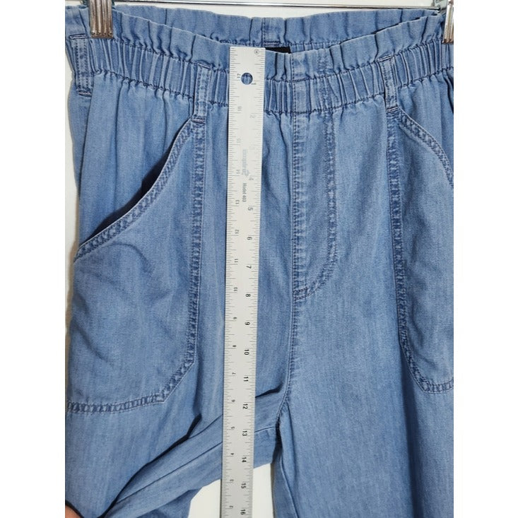 Express Chambray Blue High Rise Pull On Cropped Jeans Size Small