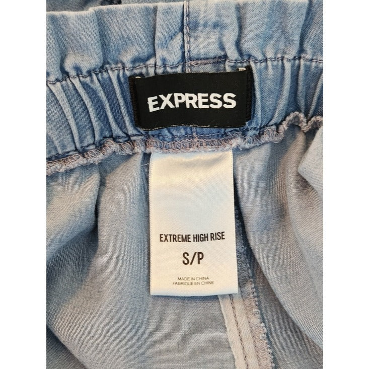 Express Chambray Blue High Rise Pull On Cropped Jeans Size Small