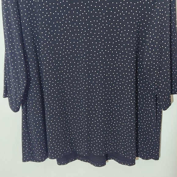 J. Jill Black and White Polka Dot V-Neck Top Size XL Tall
