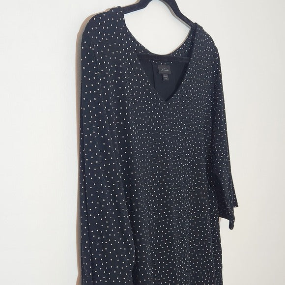 J. Jill Black and White Polka Dot V-Neck Top Size XL Tall