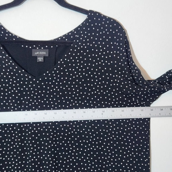 J. Jill Black and White Polka Dot V-Neck Top Size XL Tall