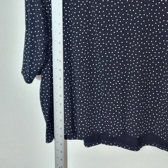J. Jill Black and White Polka Dot V-Neck Top Size XL Tall