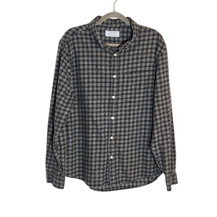 Primark Black and White Plaid Flannel Button Down Shirt Size XL