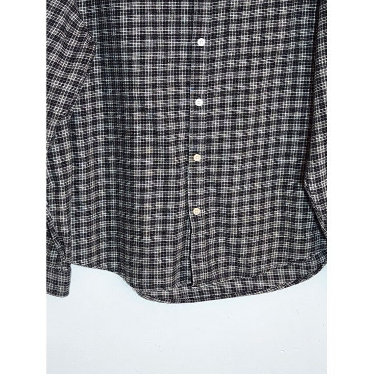 Primark Black and White Plaid Flannel Button Down Shirt Size XL