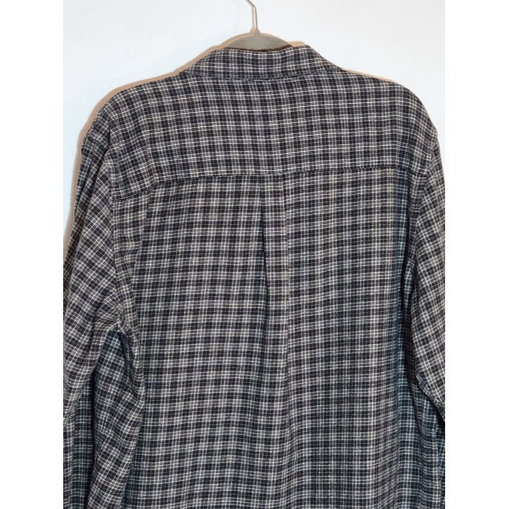 Primark Black and White Plaid Flannel Button Down Shirt Size XL