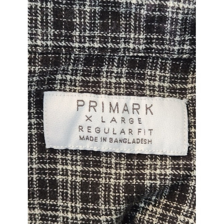 Primark Black and White Plaid Flannel Button Down Shirt Size XL