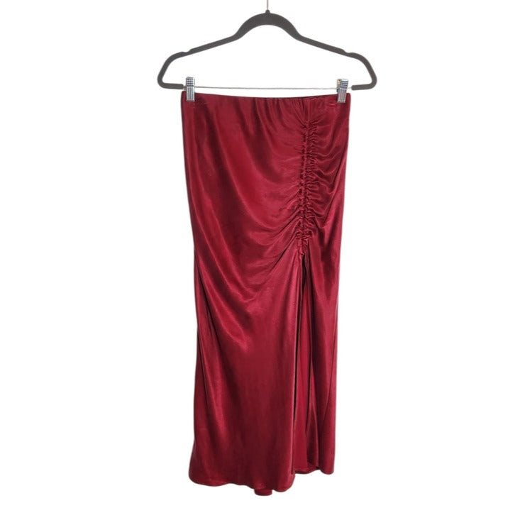 Fifteen Twenty Burgundy Midi Skirt with Slit Size Small
