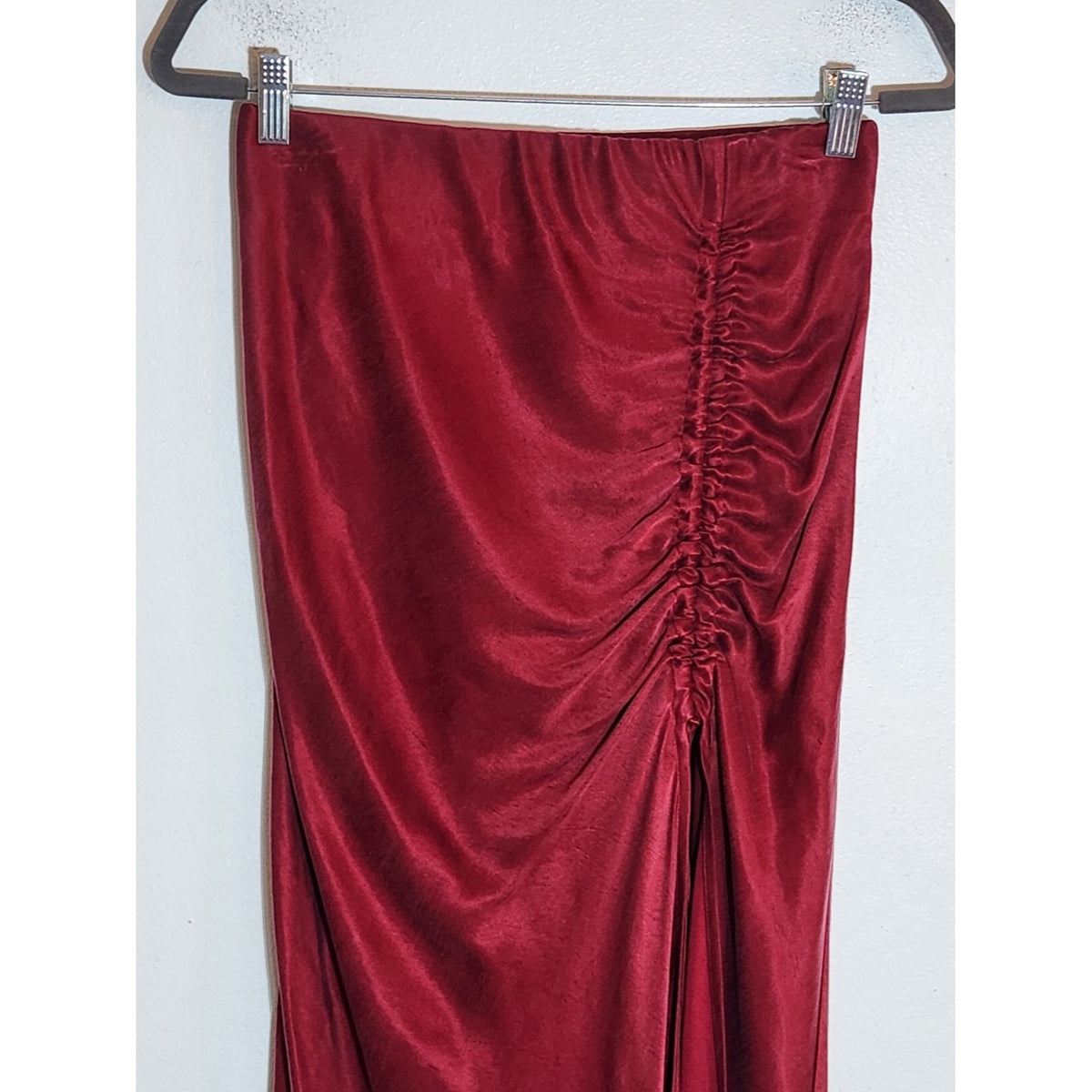 Fifteen Twenty Burgundy Midi Skirt with Slit Size Small
