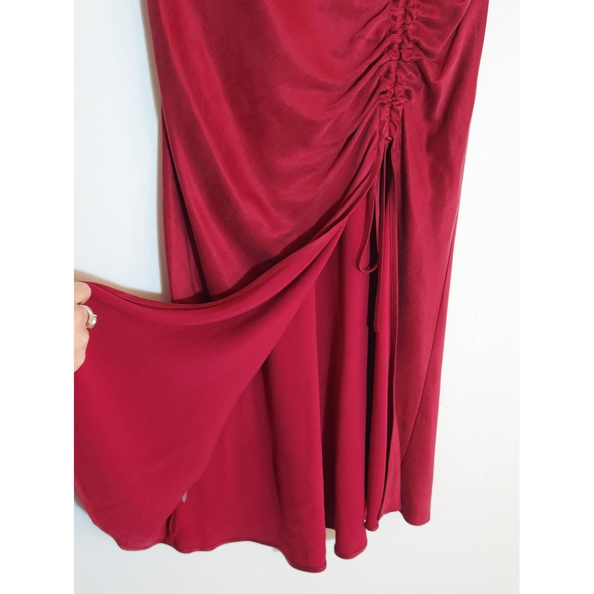 Fifteen Twenty Burgundy Midi Skirt with Slit Size Small