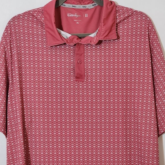 Walter Hagen Pink Golf Polo Shirt Size XL Preppy Pink Print Polo