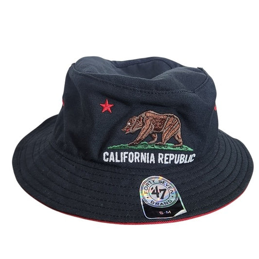 47 Brand California Republic Black Bucket Hat NWT Size Small/Medium