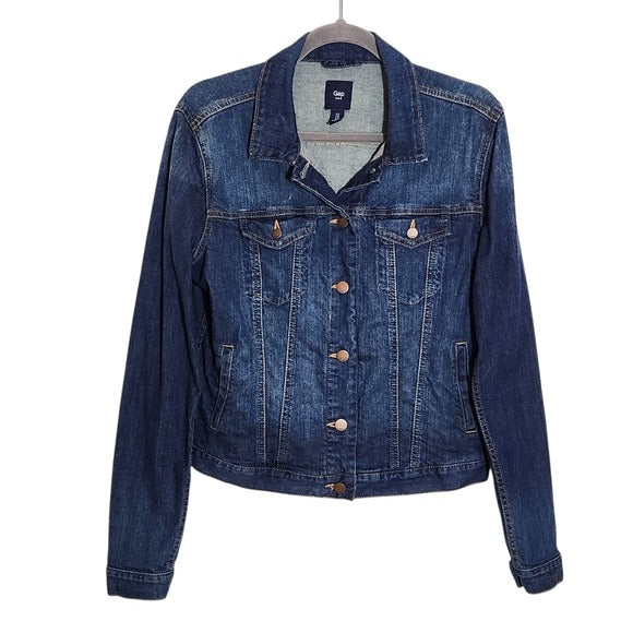 GAP Womens Cropped Trucker Denim Jacket Size Medium