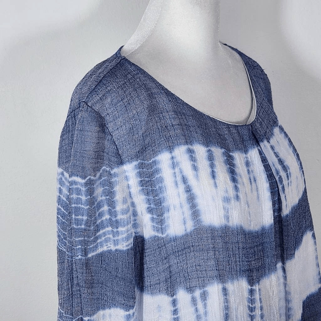 By & By Boho Tie-Dye Peasant Top with Bubble Hem and Crochet Accents Size XL