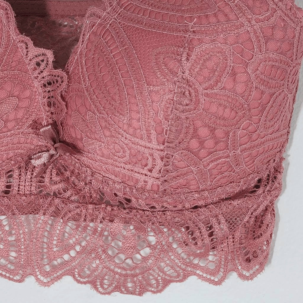 Frederick's of Hollywood Pink Lace Bralette Size Medium NWT Rose Pink Bralette