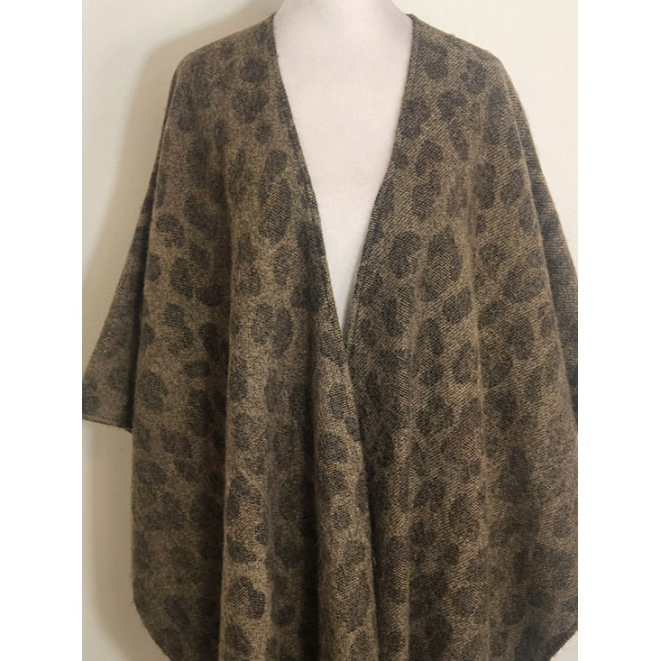Woolrich Green Leopard Print Oversized Blanket Wrap One Size