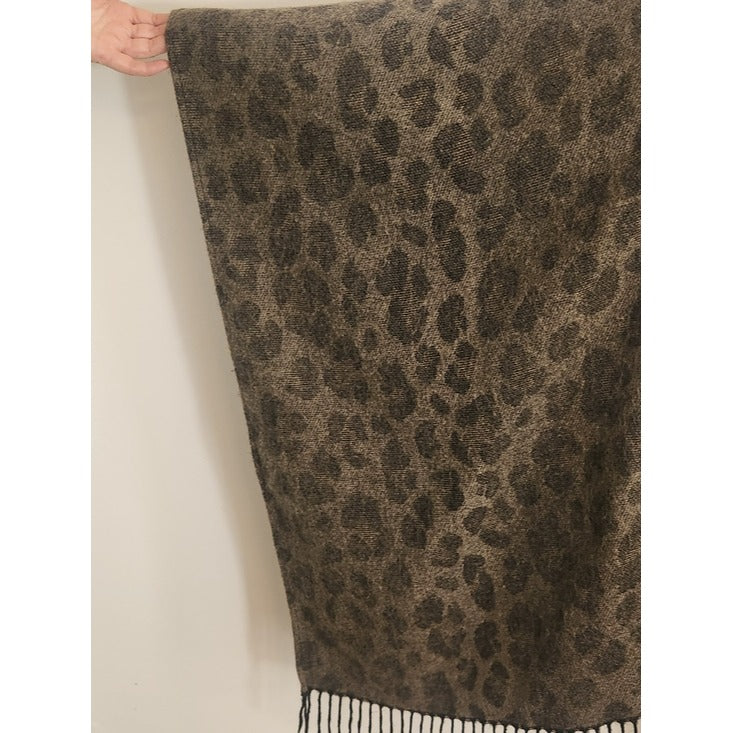 Woolrich Green Leopard Print Oversized Blanket Wrap One Size