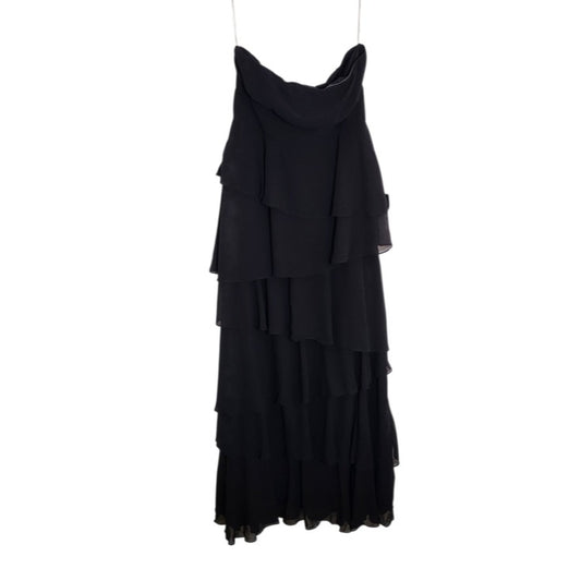 Lulus Black Tiered Ruffle Strapless Evening Dress Size XL NWT Wedding Guest Prom