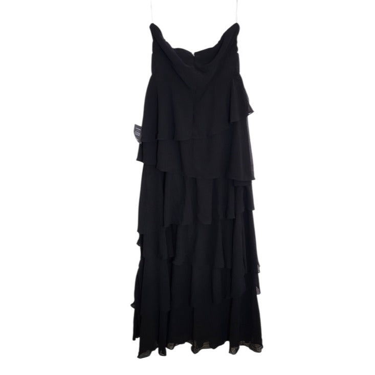 Lulus Black Tiered Ruffle Strapless Evening Dress Size XL NWT Wedding Guest Prom