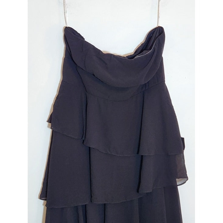 Lulus Black Tiered Ruffle Strapless Evening Dress Size XL NWT Wedding Guest Prom