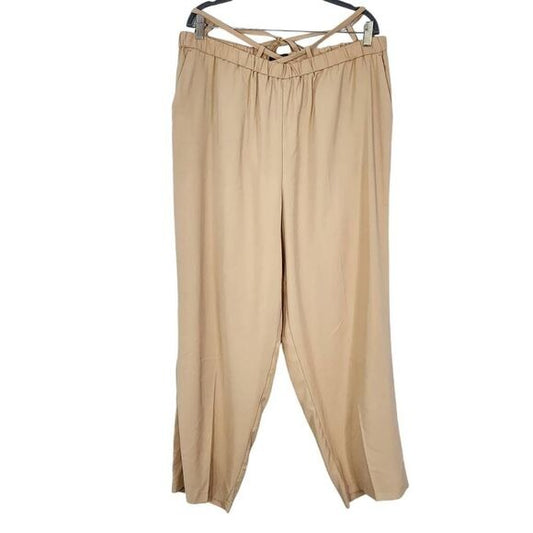 Eloquii Khaki Wide Tapered Leg Pants Size 16 NWOT Flowy Khaki Pants