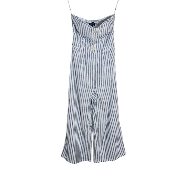 Derek Heart Womens White and Black Stripe Boho Strapless Jumpsuit Size Medium