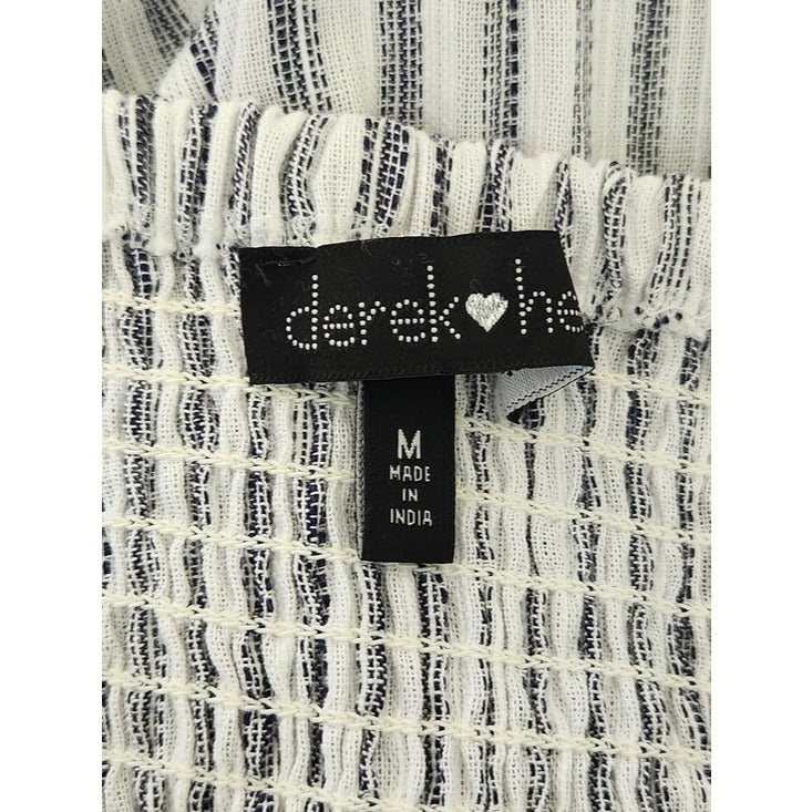 Derek Heart Womens White and Black Stripe Boho Strapless Jumpsuit Size Medium