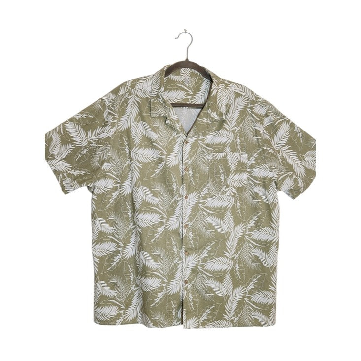 Coofandy Sage Green Palm Print Hawaiian Shirt Size XXL