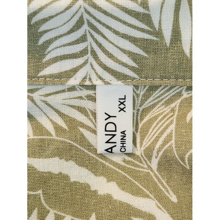 Coofandy Sage Green Palm Print Hawaiian Shirt Size XXL