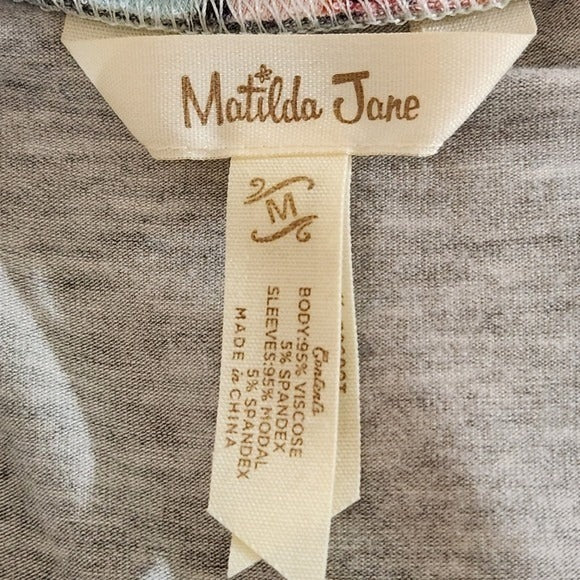 Matilda Jane Gray Raglan Floral Sleeve Tee Size Medium Floral Baseball Tee