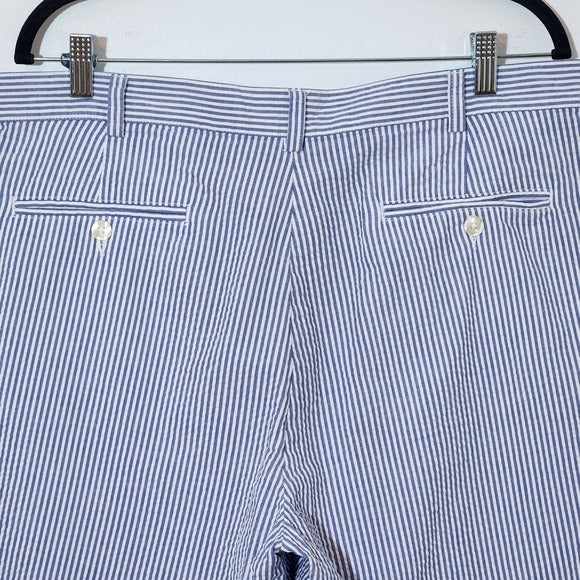 Jos. A. Bank Men's Blue Striped Seersucker Shorts Size 36 Preppy Blue Shorts