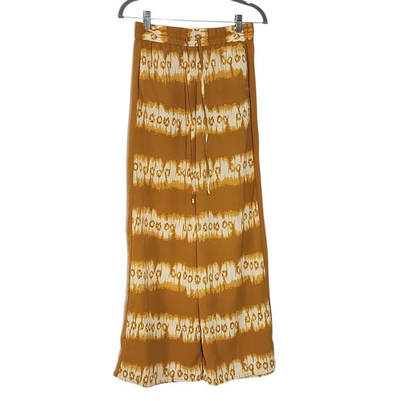 H&M Pull-on Mustard Gold Boho Wide Leg Pants Size 8 Casual Yellow Pants