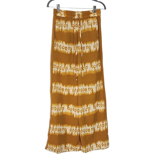 H&M Pull-on Mustard Gold Boho Wide Leg Pants Size 8 Casual Yellow Pants