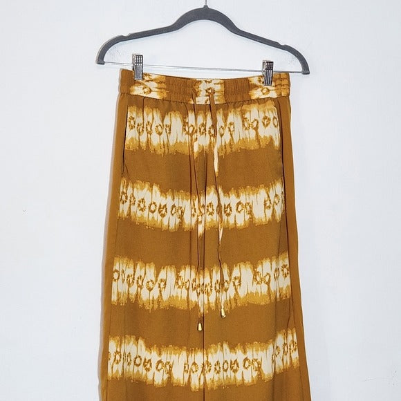 H&M Pull-on Mustard Gold Boho Wide Leg Pants Size 8 Casual Yellow Pants