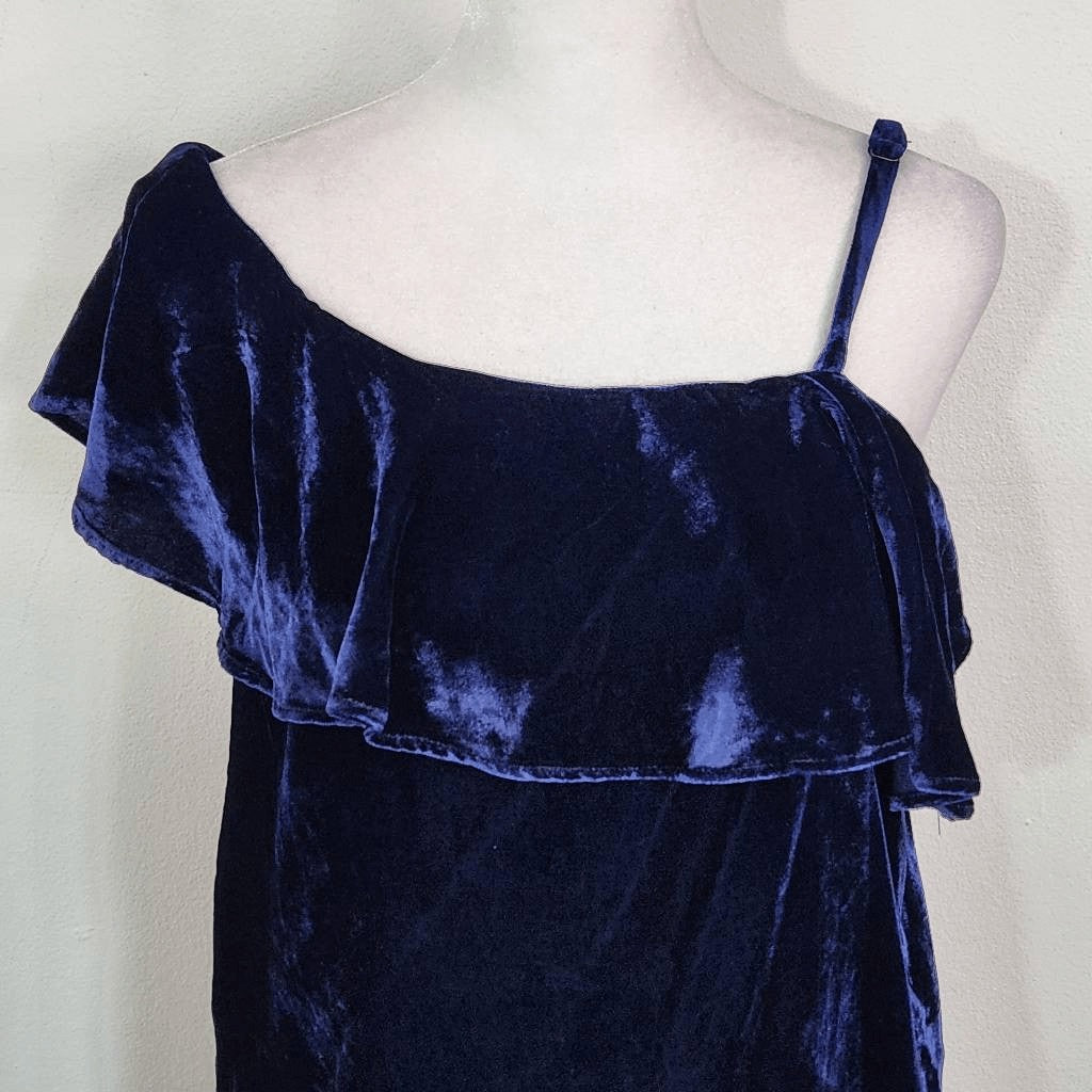J.O.A Los Angeles Indigo Blue One Shoulder Ruffle Top NWT Size Small
