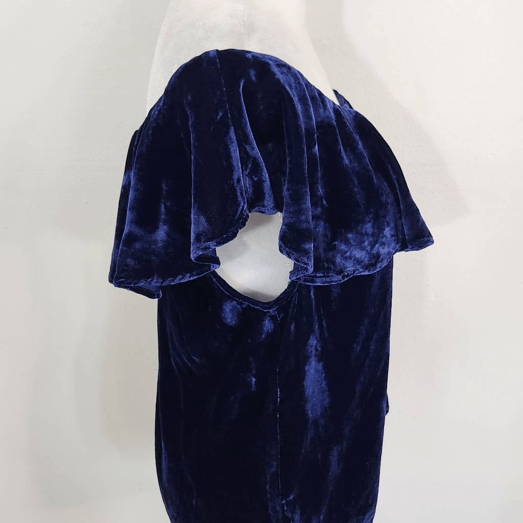 J.O.A Los Angeles Indigo Blue One Shoulder Ruffle Top NWT Size Small