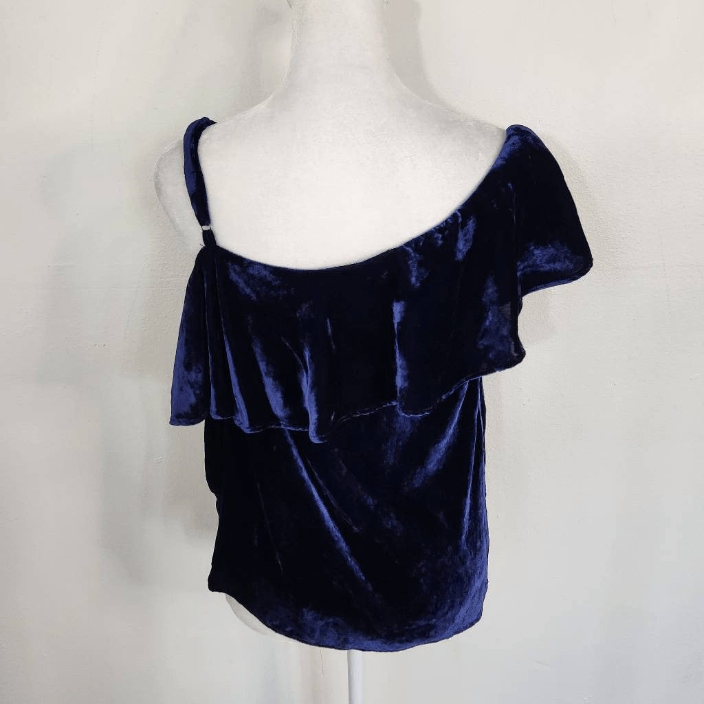 J.O.A Los Angeles Indigo Blue One Shoulder Ruffle Top NWT Size Small