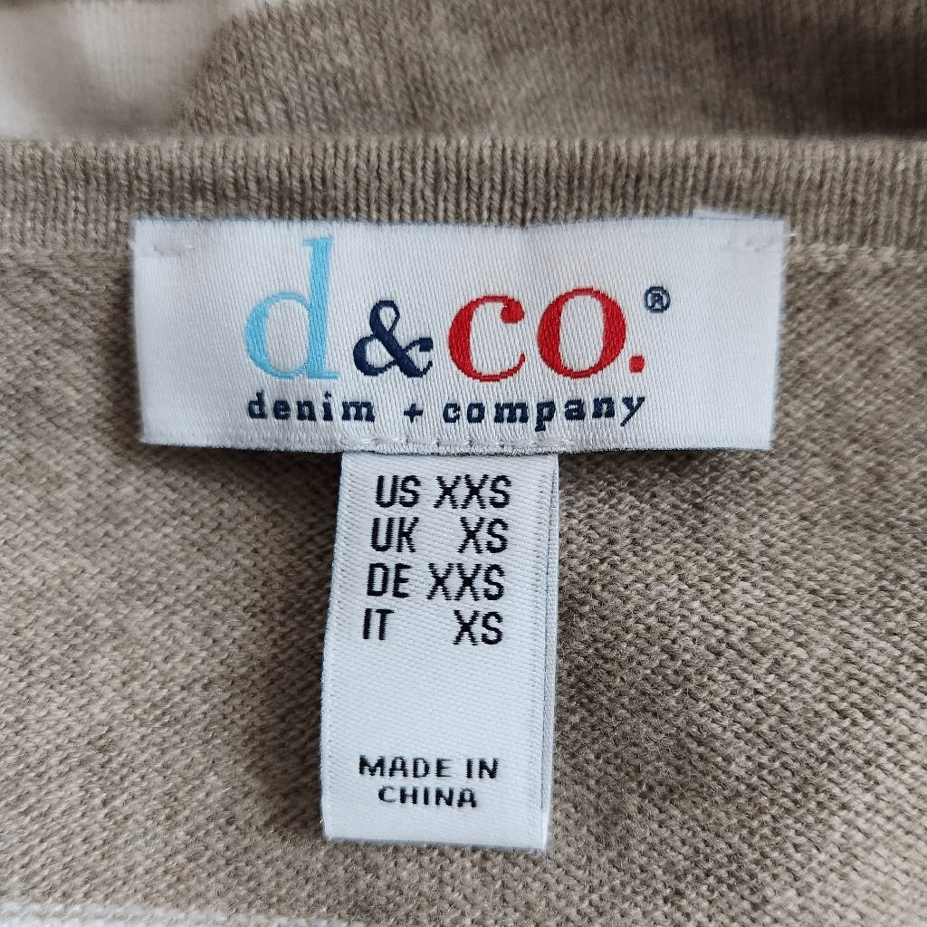 D&Co. Brown and White Stripe Sweater Size XXS Brown Striped Sweater