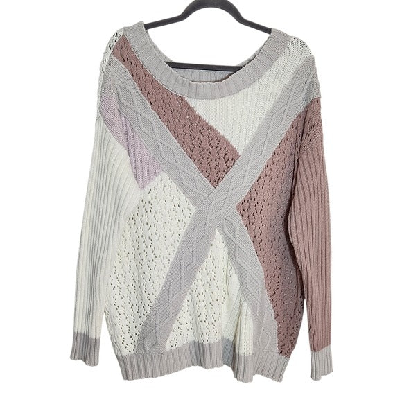 Prabal Gurung for Lane Bryant Cream and Pink Knit Sweater Size 14/16