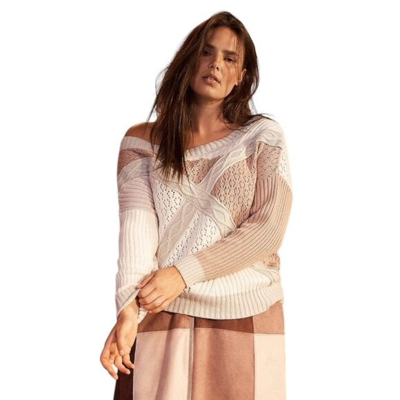 Prabal Gurung for Lane Bryant Cream and Pink Knit Sweater Size 14/16