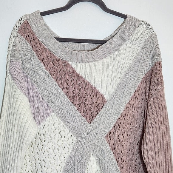 Prabal Gurung for Lane Bryant Cream and Pink Knit Sweater Size 14/16