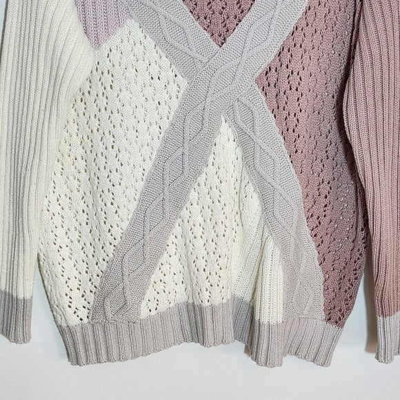 Prabal Gurung for Lane Bryant Cream and Pink Knit Sweater Size 14/16
