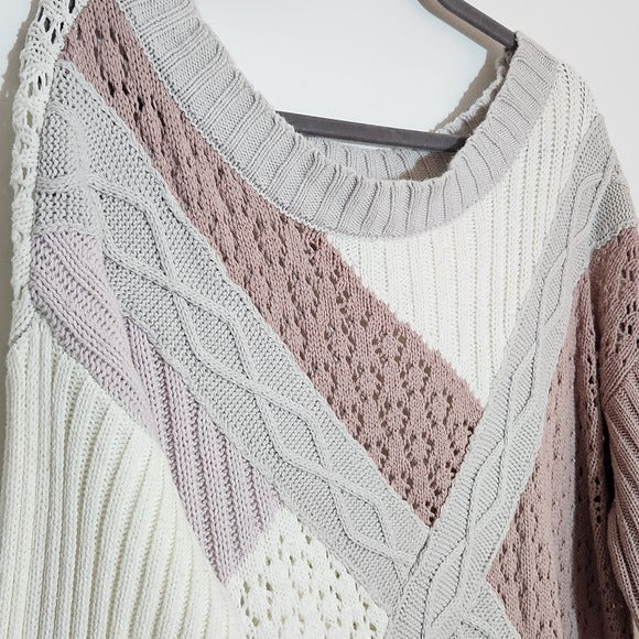 Prabal Gurung for Lane Bryant Cream and Pink Knit Sweater Size 14/16