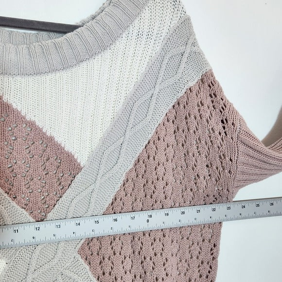 Prabal Gurung for Lane Bryant Cream and Pink Knit Sweater Size 14/16
