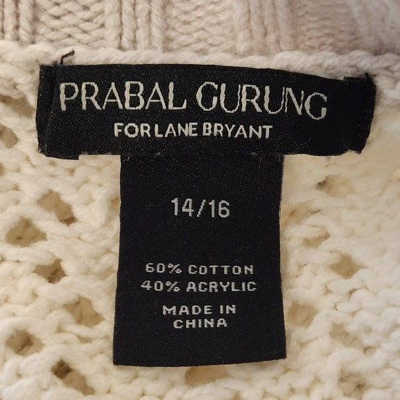 Prabal Gurung for Lane Bryant Cream and Pink Knit Sweater Size 14/16