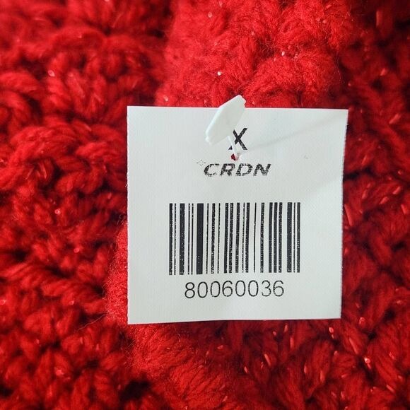 Red Crochet Knit Scarf and Hat Set One Size Red Crochet Scarf with Hat New